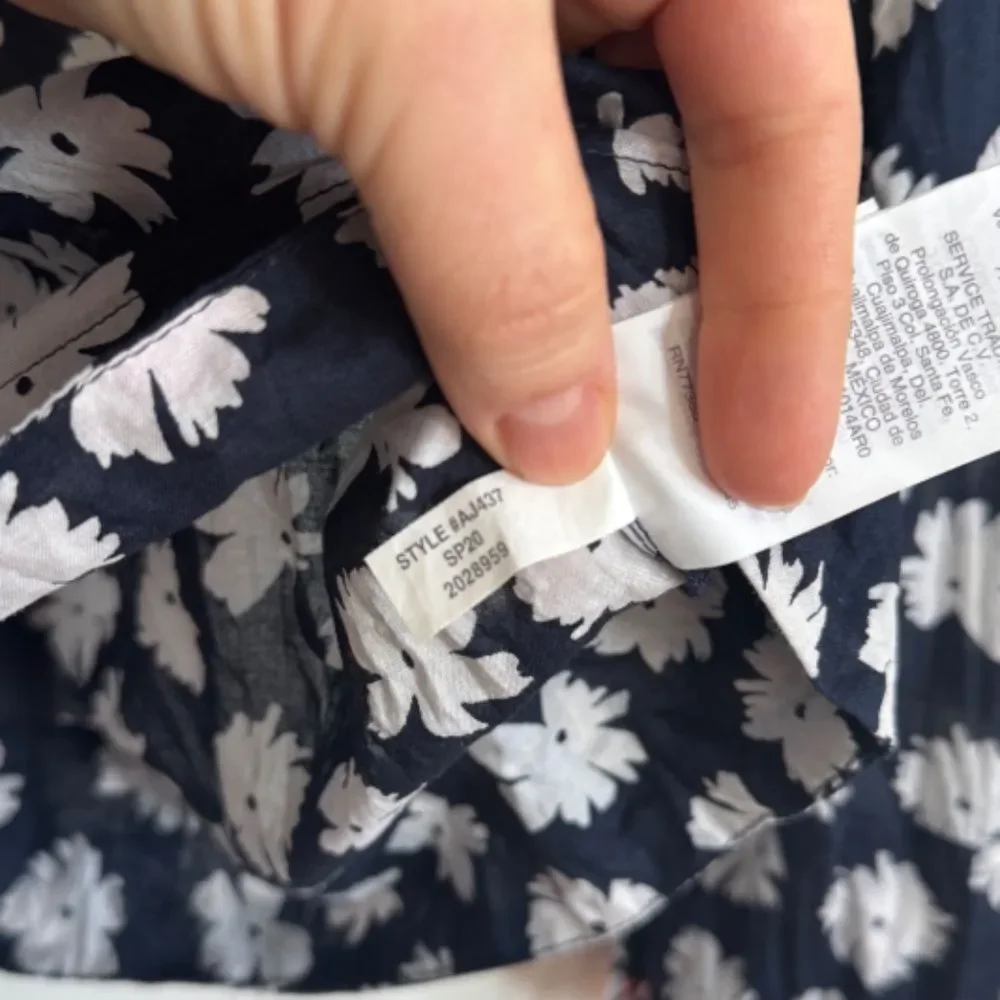 J. Crew Embroidered Ruffle Blouse - Blue/White Daisy Floral Pattern | Size S